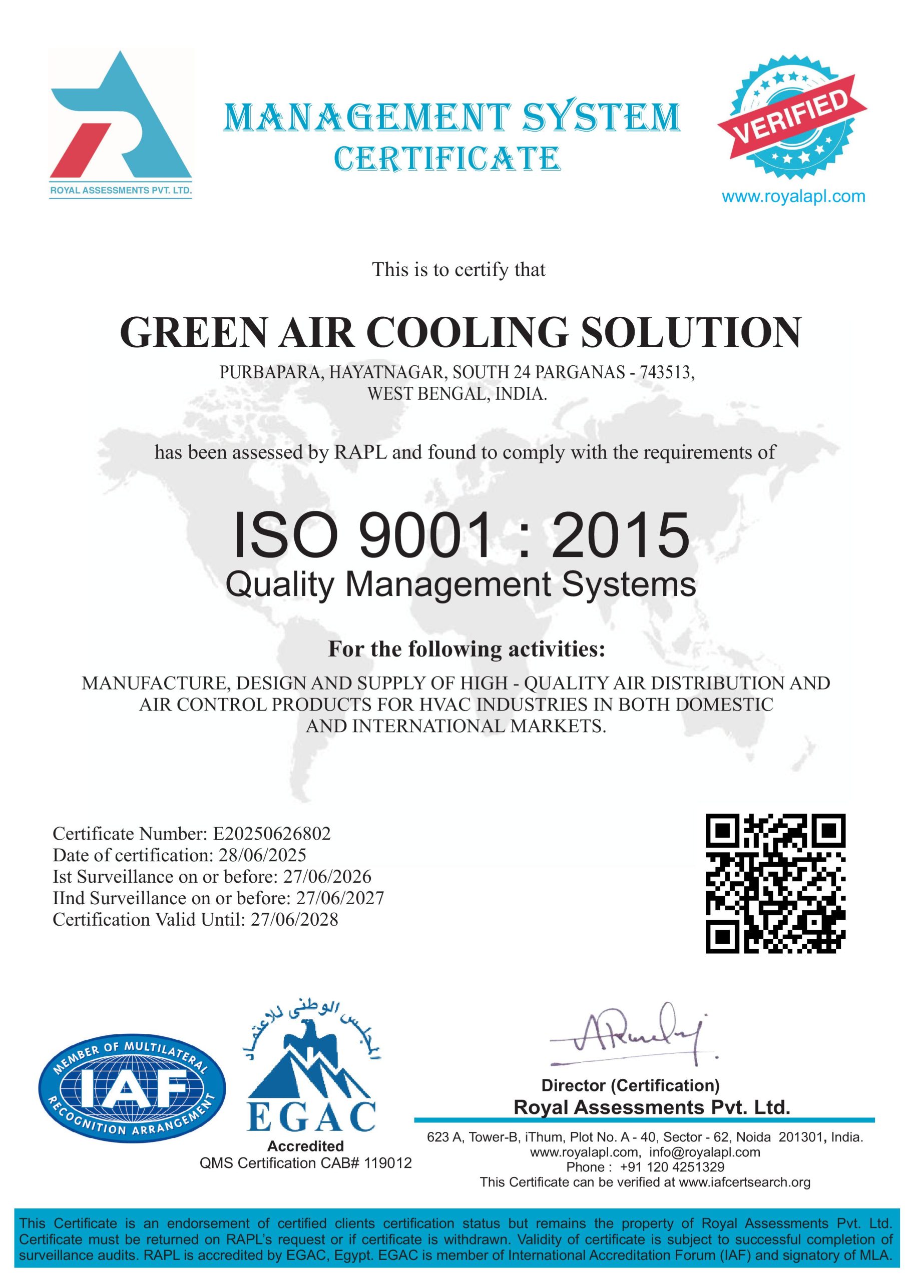 GREEN AIR COOLING SOLUTION QMS